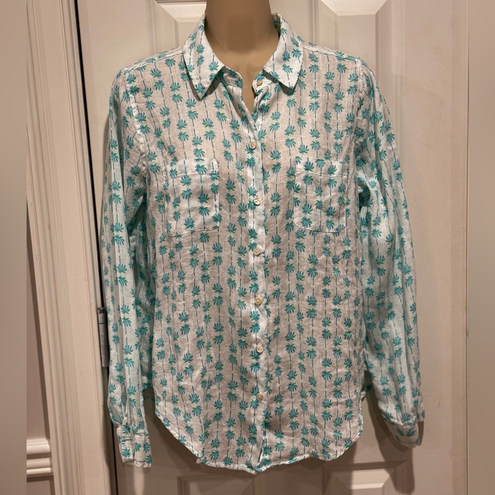 Lilly Pulitzer Sea View Linen button down 100% linen women's sz S